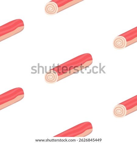 Seamless Crabstick Pattern background.  Crabstick Illustration Background.  Crabstick seamless pattern background. Asian Seafood Snack Pattern Design. Crabstick Food Art Pattern background.