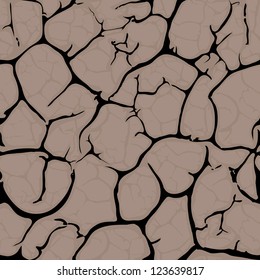 Seamless cracked background pattern. Hole in the ground. Broken concrete template. Cleft, crushed, flaw vector illustration.