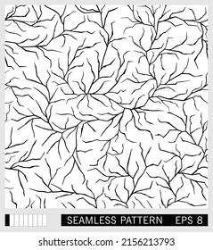 Seamless cracked texture. Patina coated surface. Random fissure surface. Vector graphics