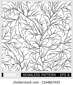 Seamless cracked texture. Patina coated surface. Random fissure surface. Vector graphics