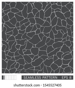 
Seamless cracks texture. Stylized ground, stone, paving, patina. Vector monochrome texture. Random cracked surface. 