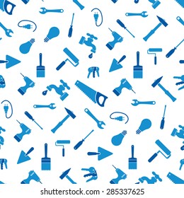 Seamless craftsman tools pattern in two solid colors