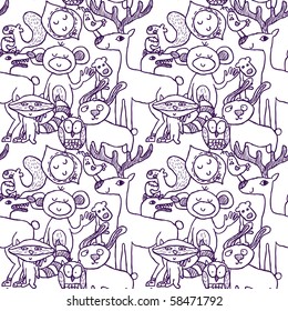 Seamless crazy animal funny pattern