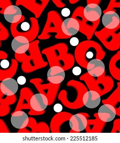 Seamless crazy background with red letters on dark area
