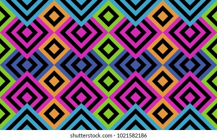 Seamless crazy colored tile or background with geometrical pattern and optical illusion effect