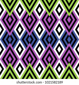 Seamless crazy colored tile or background with rhombus pattern and optical illusion effect