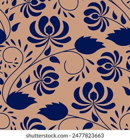 Seamless cream background with beige pattern in baroque style. Vector retro illustration. Ideal for printing on fabric or paper for wallpapers, textile, wrapping.
