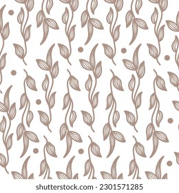 Seamless Cream Floral Pattern on White Background. Floral Motif for Fashion, Wallpaper, Wrapping Paper, Background, Fabric, Textile, Apparel, and Card Design