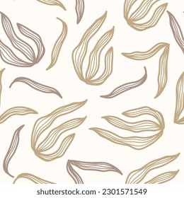 Seamless Cream Floral Pattern on White Background. Floral Motif for Fashion, Wallpaper, Wrapping Paper, Background, Fabric, Textile, Apparel, and Card Design