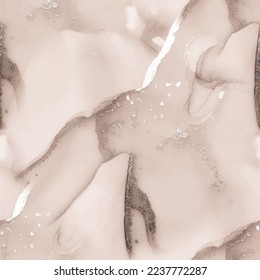 Seamless Cream Marble. Alcohol Ink Background. Beige Coffee Template. Brown Ink Paint. Tonal Fluid Vector. Brown Color Background. White Marble Background. Beige Seamless Vector. Light Alcohol Ink