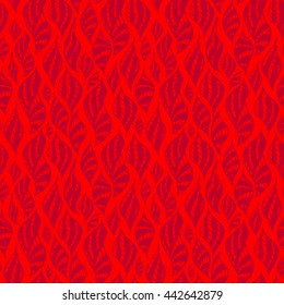 Seamless creative hand-drawn pattern of abstract elements in bright scarlet and maroon colors. Vector illustration.