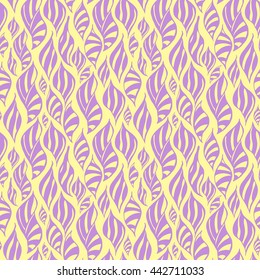 Seamless creative hand-drawn pattern of abstract elements in pale magenta and yellow colors. Vector illustration.