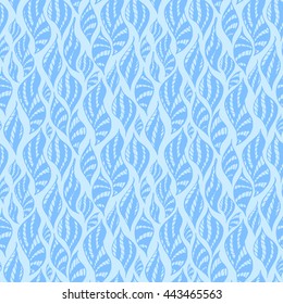 Seamless creative hand-drawn pattern of abstract elements in pale cyan and cornflower blue colors. Vector illustration.
