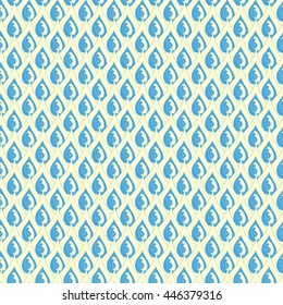Seamless creative hand-drawn pattern of abstract elements in pale yellow and light blue colors. Vector illustration.