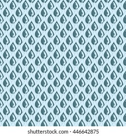 Seamless creative hand-drawn pattern of abstract elements in pale cyan and teal colors. Vector illustration.