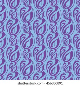 Seamless creative hand-drawn pattern of abstract elements in pale cyan and violet colors. Vector illustration.