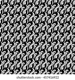 Seamless creative hand-drawn pattern of abstract elements in black and white colors. Vector illustration.