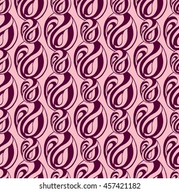 Seamless creative hand-drawn pattern of abstract elements in pale rose and dark maroon colors. Vector illustration.