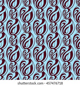 Seamless creative hand-drawn pattern of abstract elements in light blue and brown colors. Vector illustration.