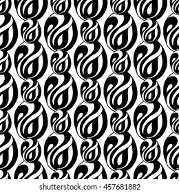 Seamless creative hand-drawn pattern of abstract elements in black and white colors. Vector illustration. 