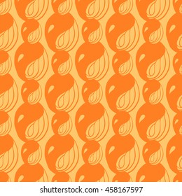 Seamless creative hand-drawn pattern of abstract elements in yellow and orange colors. Vector illustration.