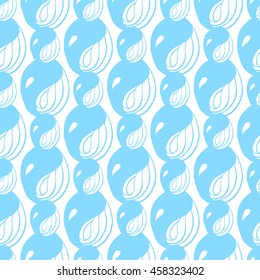 Seamless creative hand-drawn pattern of abstract elements in pale cyan and white colors. Vector illustration.