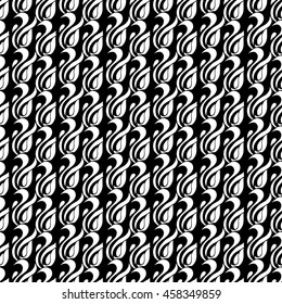 Seamless creative hand-drawn pattern of abstract elements in black and white colors. Vector illustration. 