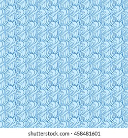 Seamless creative hand-drawn pattern of abstract elements in light cyan and sky blue colors. Vector illustration.