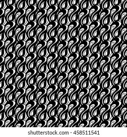Seamless creative hand-drawn pattern of abstract elements in black and white colors. Vector illustration. 