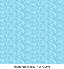 Seamless creative hand-drawn pattern of abstract elements in pale cyan and light turquoise colors. Vector illustration.