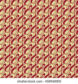 Seamless creative hand-drawn pattern of abstract elements in pale yellow and brown colors. Vector illustration.