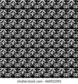 Seamless creative hand-drawn pattern of abstract smooth elements in black and white colors. Vector illustration. 