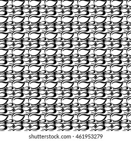 Seamless creative hand-drawn pattern of abstract smooth elements in black and white colors. Vector illustration. 