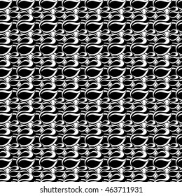 Seamless creative hand-drawn pattern of abstract smooth elements in black and white colors. Vector illustration. 
