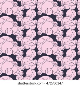 Seamless creative hand-drawn pattern of circles elements. Vector illustration.
