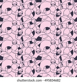 Seamless creative hand-drawn pattern of circles elements. Vector illustration.