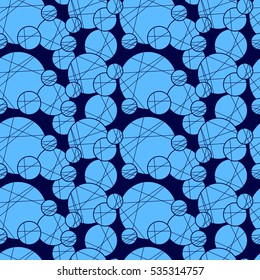 Seamless creative hand-drawn pattern of circles elements. Vector illustration.