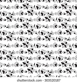 Seamless creative hand-drawn pattern composed of abstract various elements in black and white colors. Vector illustration.