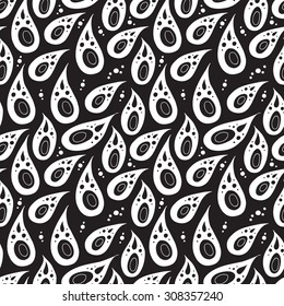 Seamless creative hand-drawn pattern composed of abstract elements in black and white colors. Vector illustration.