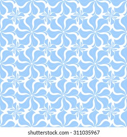 Seamless creative hand-drawn pattern composed of stylized flowers in white and cornflower blue colors. Vector illustration.