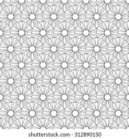Seamless creative hand-drawn pattern composed of stylized flowers in black and white colors. Vector illustration.