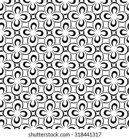 Seamless creative hand-drawn pattern composed of stylized flowers in black and white colors. Vector illustration.