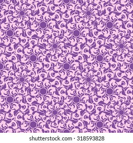 Seamless creative hand-drawn pattern composed of smooth abstract elements in violet and pale purple colors. Vector illustration. 