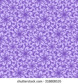 Seamless creative hand-drawn pattern composed of smooth abstract elements in violet and pale lilac colors. Vector illustration. 