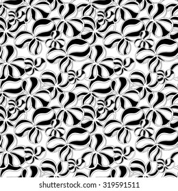 Seamless creative hand-drawn pattern composed of stylized flowers in black and white colors. Vector illustration.