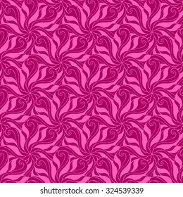 Seamless creative hand-drawn pattern composed of stylized flowers in magenta and dark crimson colors. Vector illustration.