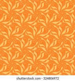 Seamless creative hand-drawn pattern composed of stylized flowers in yellow and orange colors. Vector illustration.