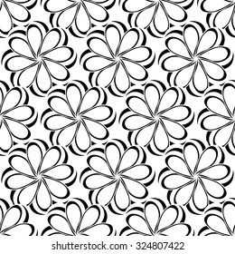 Seamless creative hand-drawn pattern composed of stylized flowers in black and white colors. Vector illustration.
