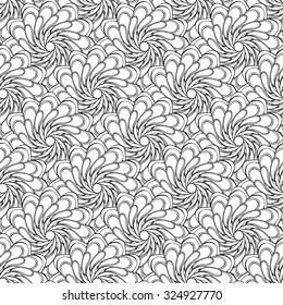 Seamless creative hand-drawn pattern composed of stylized flowers in black and white colors. Vector illustration.