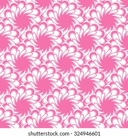 Seamless creative hand-drawn pattern composed of stylized flowers in white and pale crimson colors. Vector illustration.